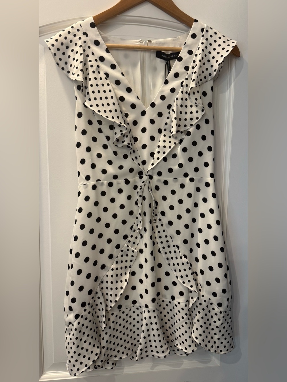 BCBGMaxAzria White and Black Polka Dot Ruffle Mini Dress. Brand New With Tags 4